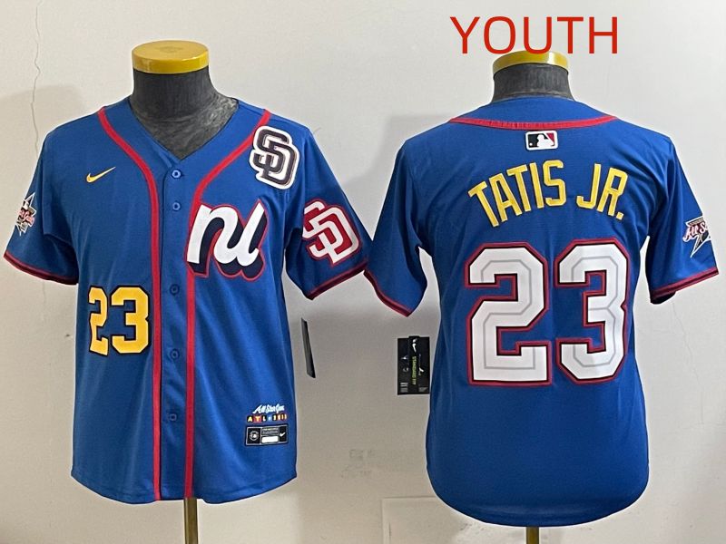 Youth 2025 San Diego Padres #23 Tatis jr Blue All star Nike MLB Jersey style 3